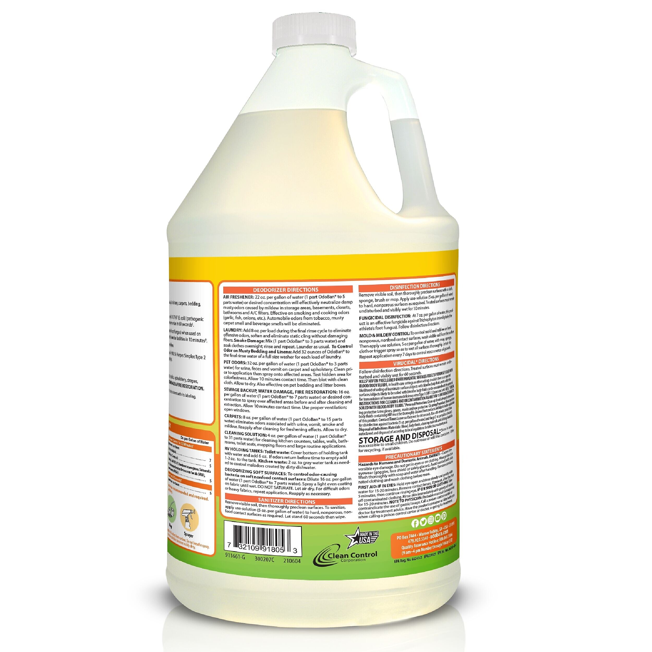 OdoBan Air Freshener & Deodorizer, Citrus Scent, 1 Gallon (911661-G4)