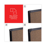 Tech Cork Board, 23.62" x 17.71", Brown Surface, Black Aluminum Frame