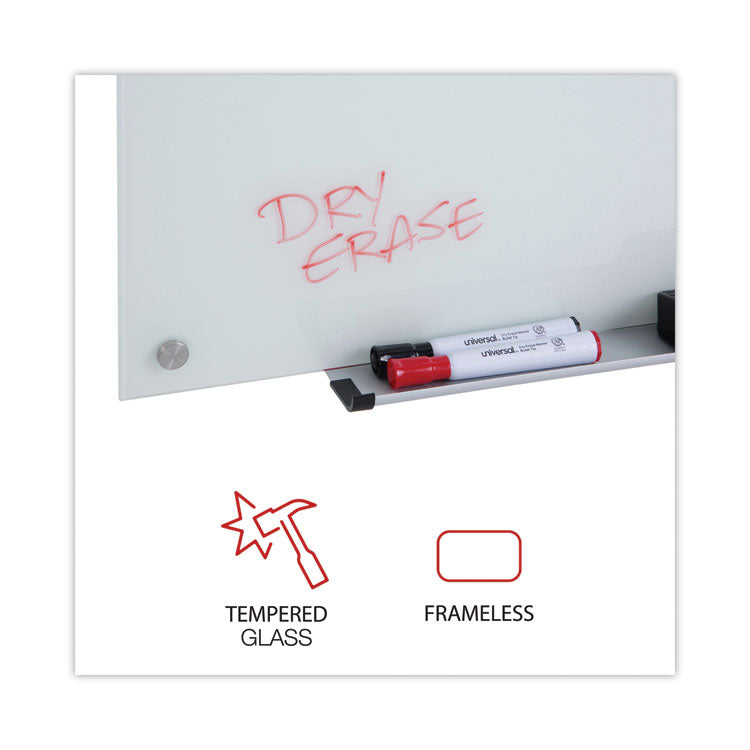 Frameless Glass Marker Board, 72" x 48", White Surface