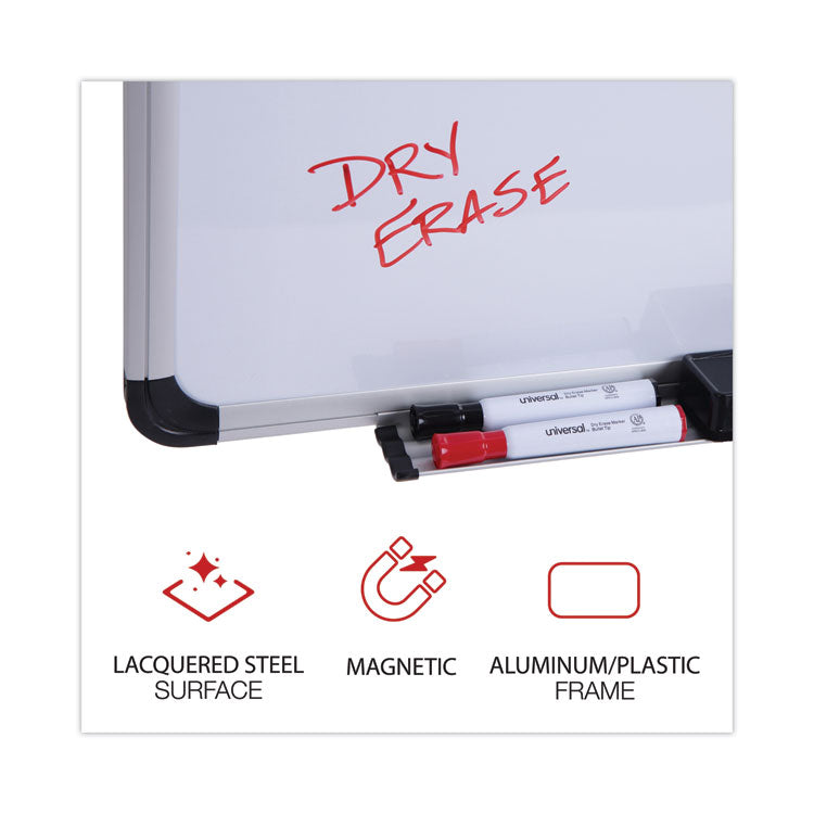 Magnetic Steel Dry Erase Marker Board, 48" x 36", White Surface, Satin Aluminum Frame