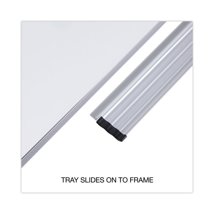 Combination Dry Erase/Bulletin Board, 36" x 24", Tan/White Surface, Black/Satin Aluminum Frame