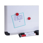 Deluxe Porcelain Magnetic Dry Erase Board, 36" x 24", White Surface, Silver/Black Aluminum Frame