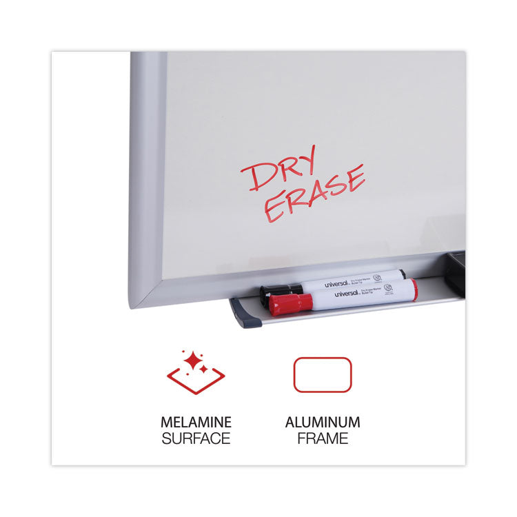 Deluxe Melamine Dry Erase Board, 36" x 24", White Surface, Satin Aluminum Frame