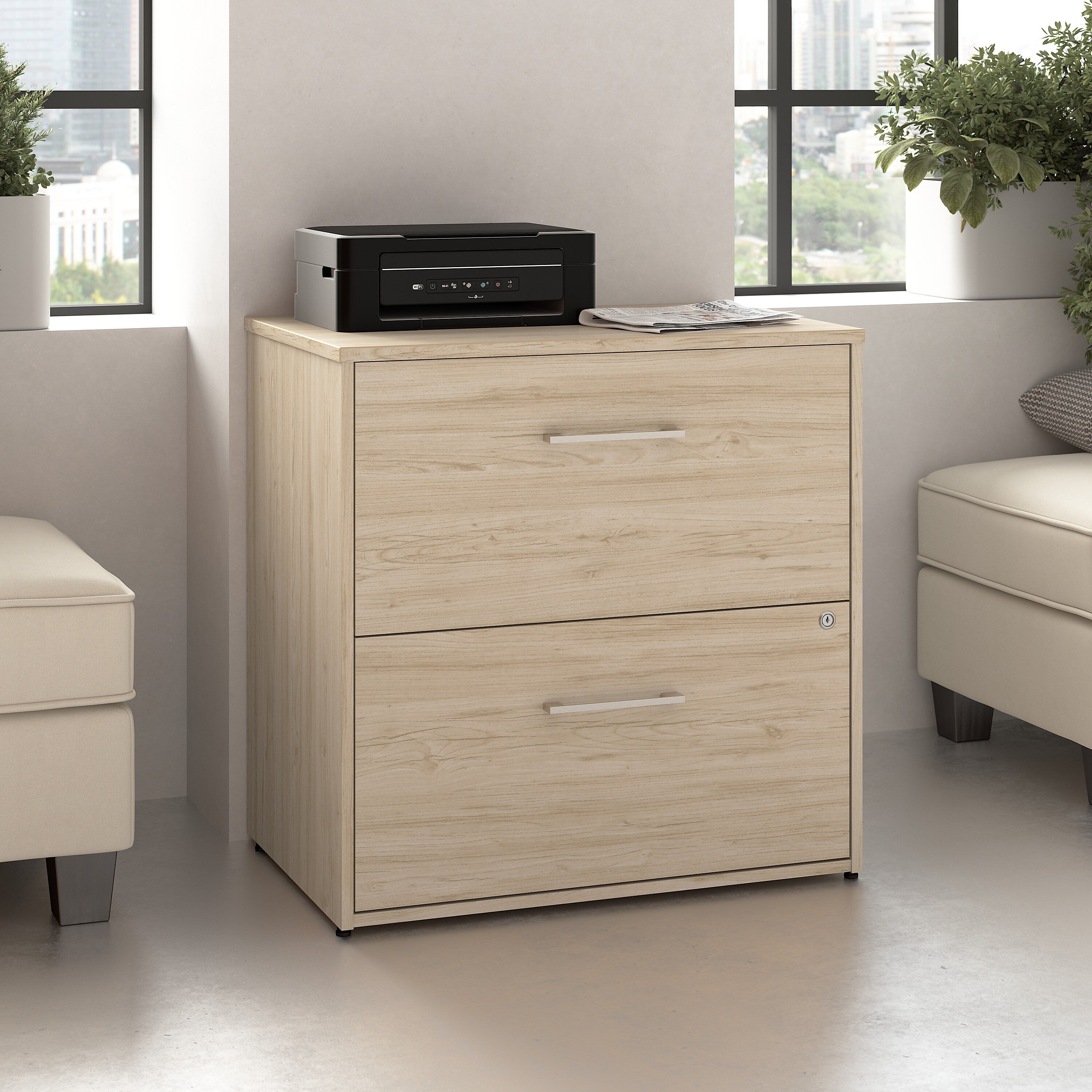 Bush Business Furniture Hustle 2 Drawer Lateral File Cabinet, Natural Elm (HUF130NE)