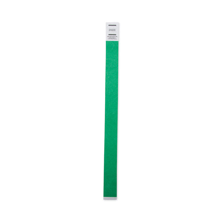 Crowd Management Wristbands, Sequentially Numbered, 9.75" x 0.75", Green, 500/Pack