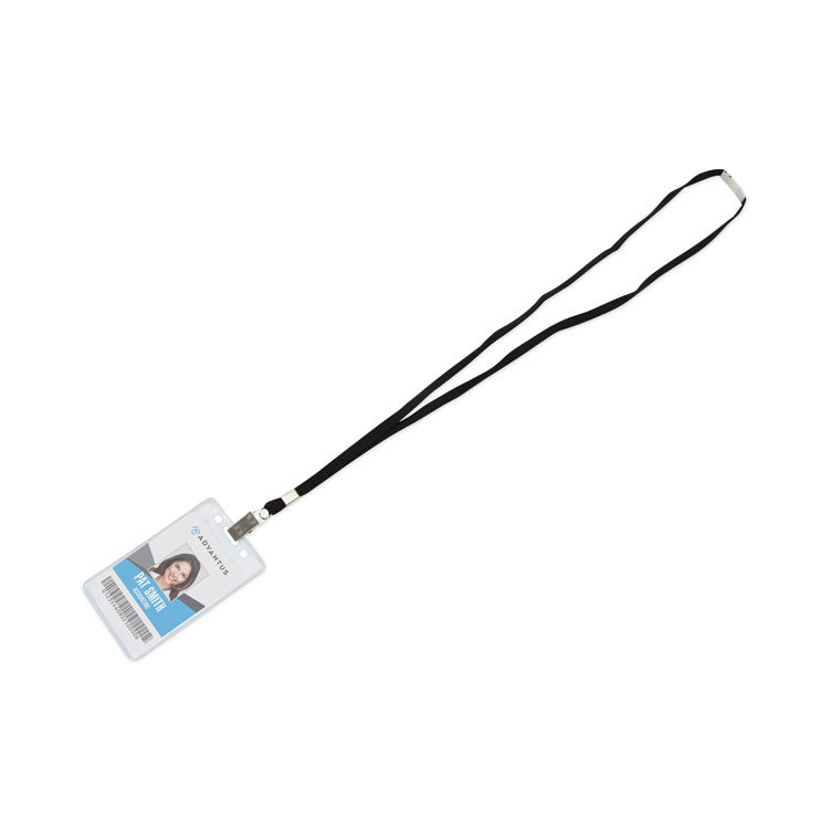 Deluxe Safety Lanyards, Metal Clip Fastener, 36" Long, Black, 24/Box