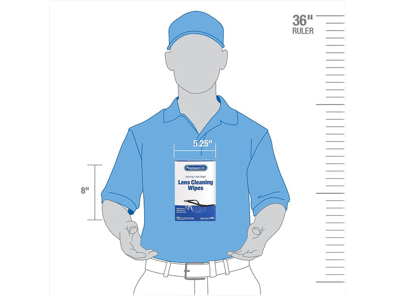 PhysiciansCare Lens Cleaning Wipes, 5" x 7", 100/Box (91295)
