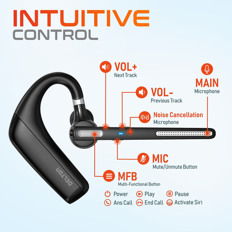 Delton 90X Ultralight Executive Wireless Noise Canceling Bluetooth Headset (DBTHEAD90XBTDL)