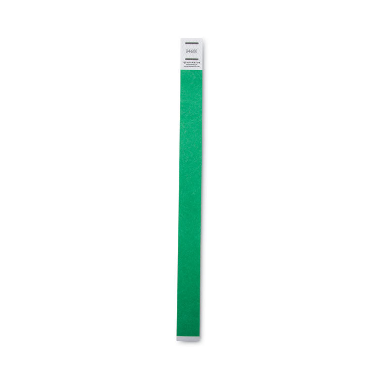 Crowd Management Wristbands, Sequentially Numbered, 10" x 0.75", Green, 100/Pack