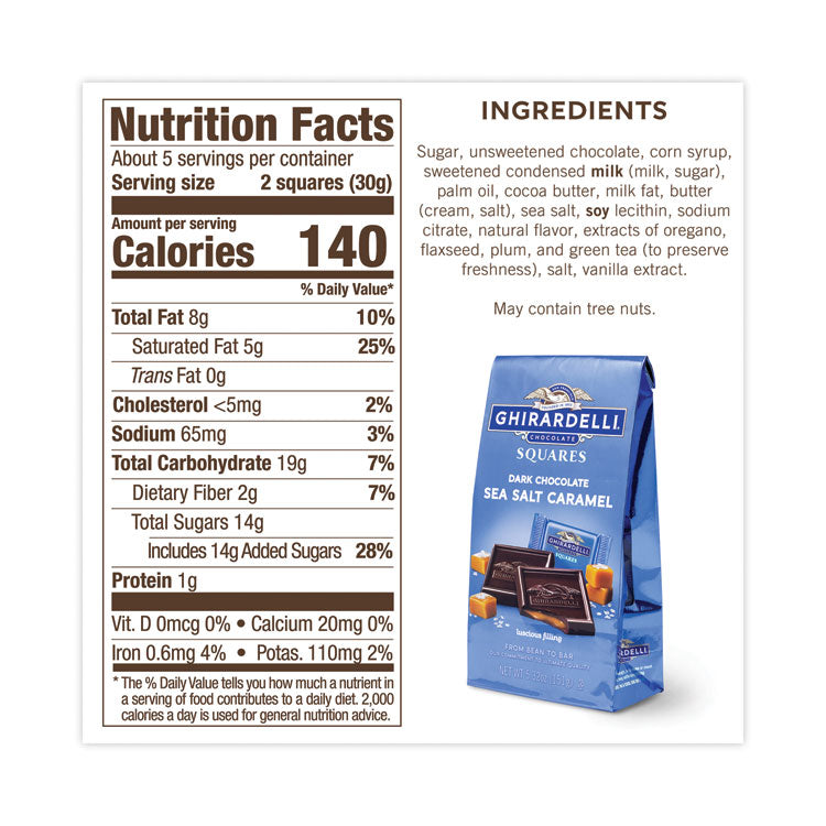 Dark and Sea Salt Caramel Chocolate Squares, 5.32 oz Packs, 3 Count