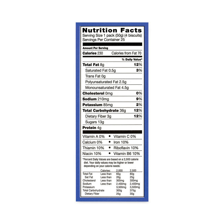 belVita Breakfast Biscuits, Blueberry, 1.76 oz Pack, 25 Packs/Carton