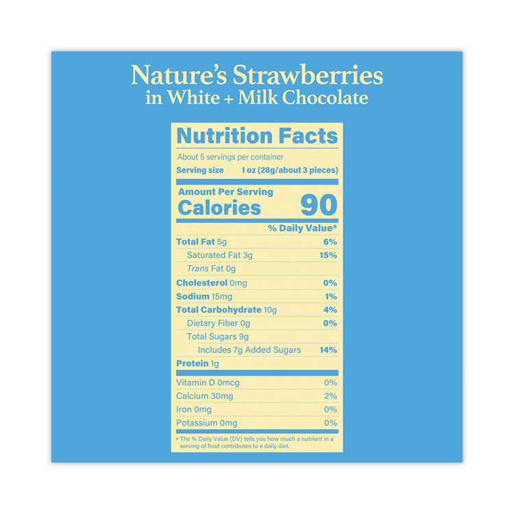 Nature's Hyper-Chilled Strawberries in White and Milk Chocolate, 5 oz Cup, 8/Carton