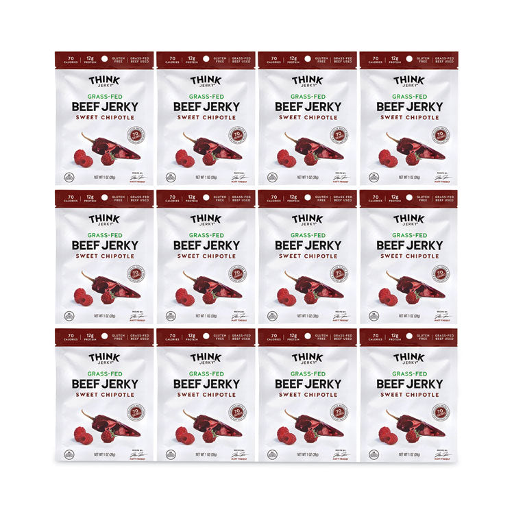 Sweet Chipotle Beef Jerky, 1 oz Pouch, 12/Pack