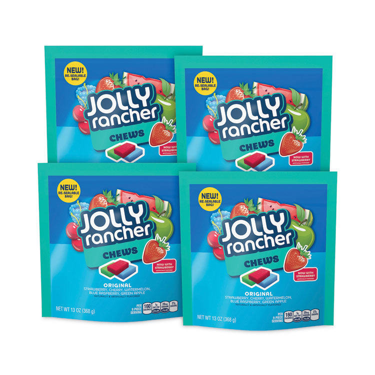 Chews Candy, Assorted Flavors, 13 oz Pouches, 4/Carton