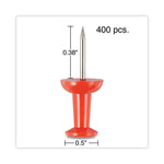 Colored Push Pins, Plastic, Assorted, 0.38", 400/Pack