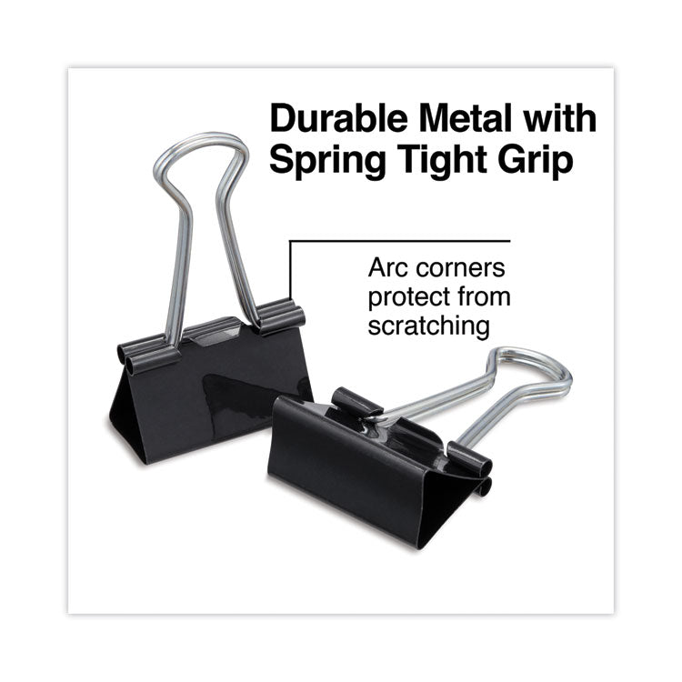 Binder Clips with Storage Tub, Medium, Black/Silver, 24/Pack