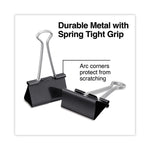 Binder Clips with Storage Tub, Large, Black/Silver, 12/Pack
