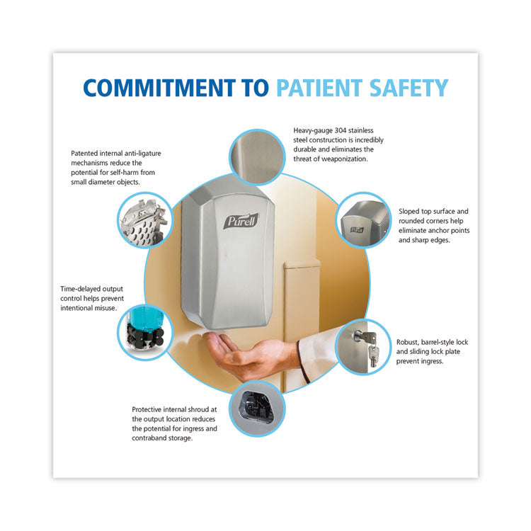 Ltx Behavioral Health Dispenser, 1,200 Ml, 6.54 X 4.1 X 11.22, Stainless Steel