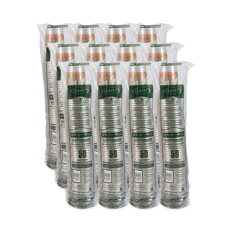 Bare Eco-Forward RPET Cold Cups 20 oz, Plastic, Leaf Design, 50/Pack, 12 Packs/Carton