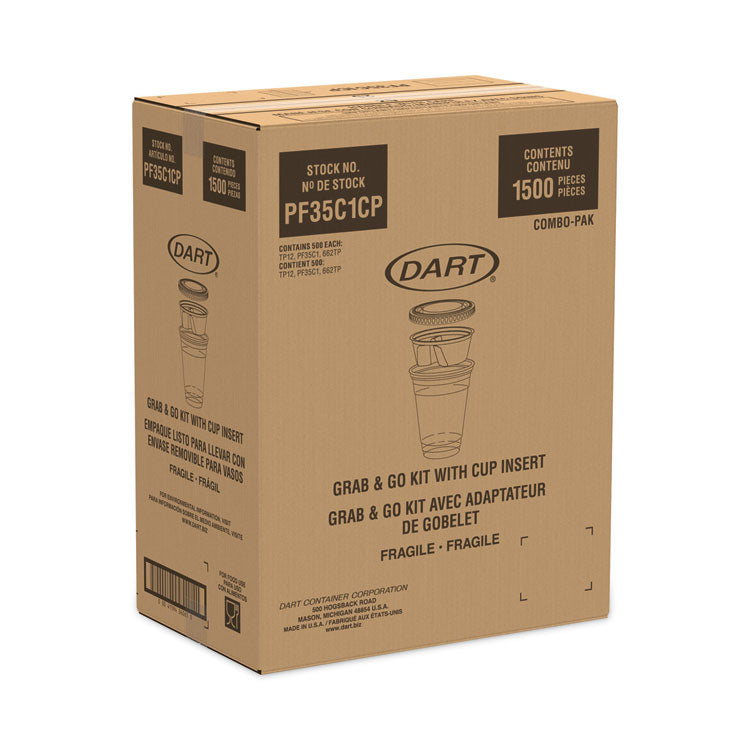 Clear PET Grab n Go Kit Combo with Insert, 12 oz, Plastic, Clear, 500/Carton