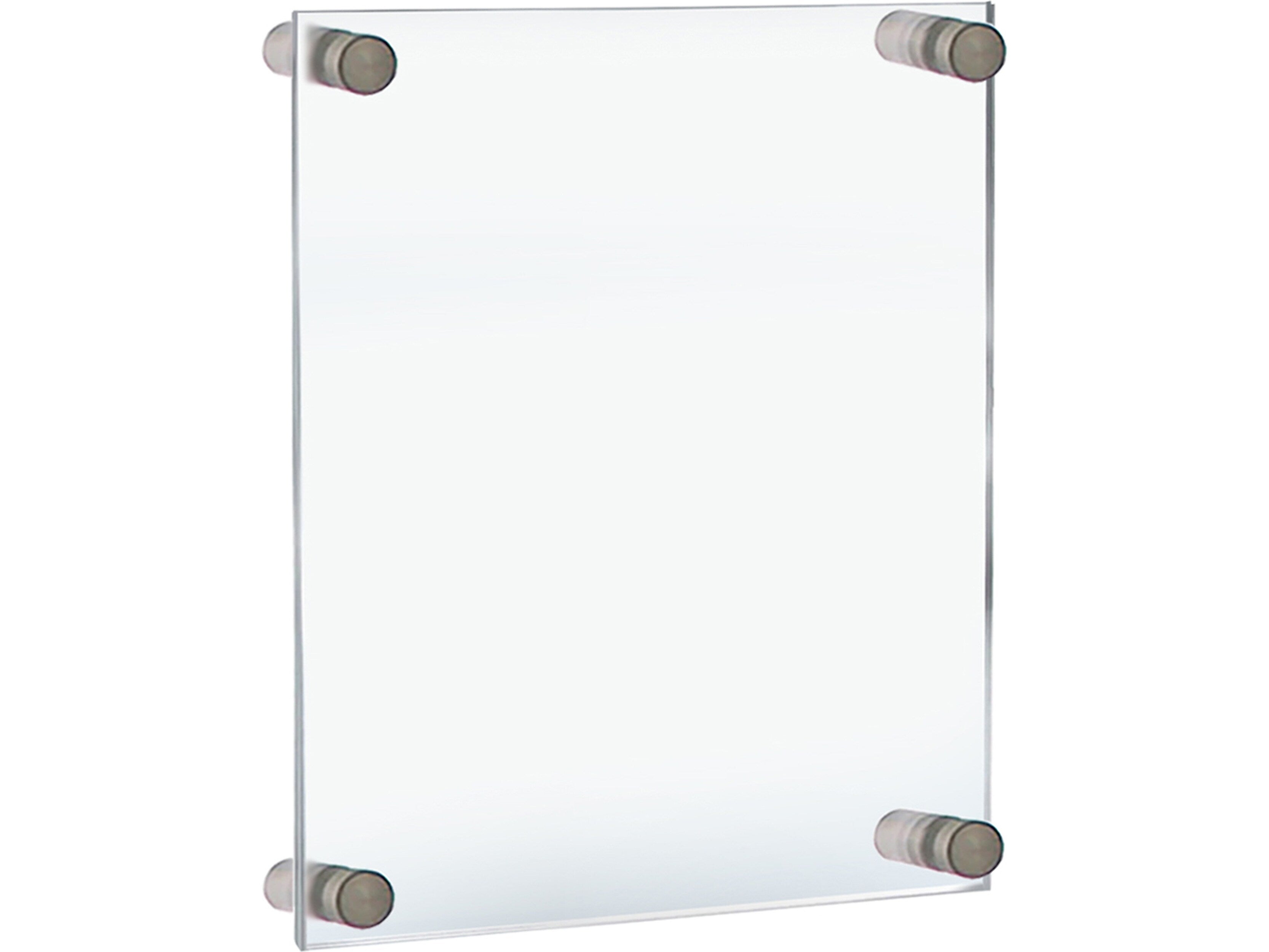 Azar Sign Holder, 12.5" x 15", Wall Mounted, Silver, Acrylic, 4/Pack (105514-SLV-4PK)