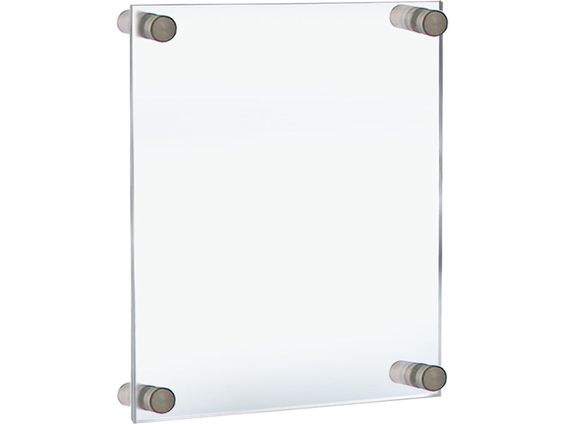 Azar Sign Holder, 12.5" x 15", Wall Mounted, Silver, Acrylic, 4/Pack (105514-SLV-4PK)