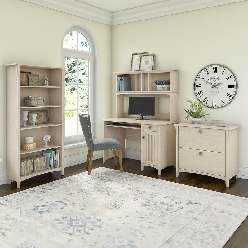 Bush Furniture Salinas 48"W Small Computer Desk with Hutch, Antique White (MY72208-03)