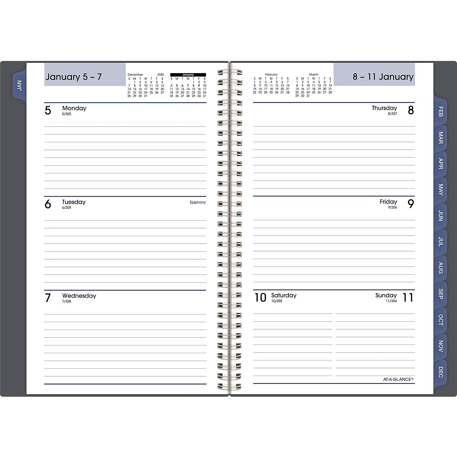 2026 AT-A-GLANCE DayMinder 5" x 8" Weekly & Monthly Planner, Plastic Cover, Gray (GC200-07-26)