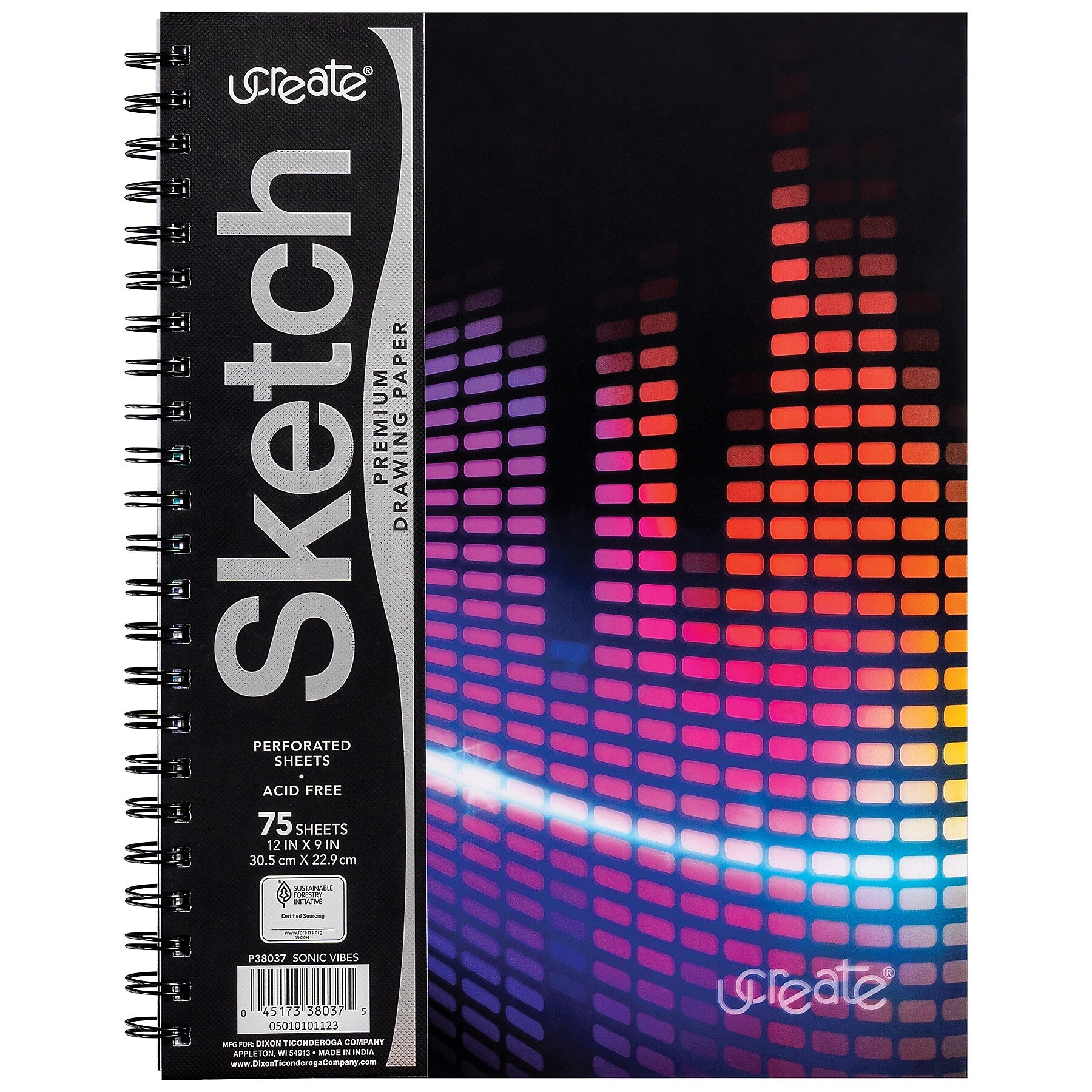 uCreate 9" x 12" Wire Bound Sketch Book, 75 Sheets/Book, 3 Books/Bundle (PAC38037-3)
