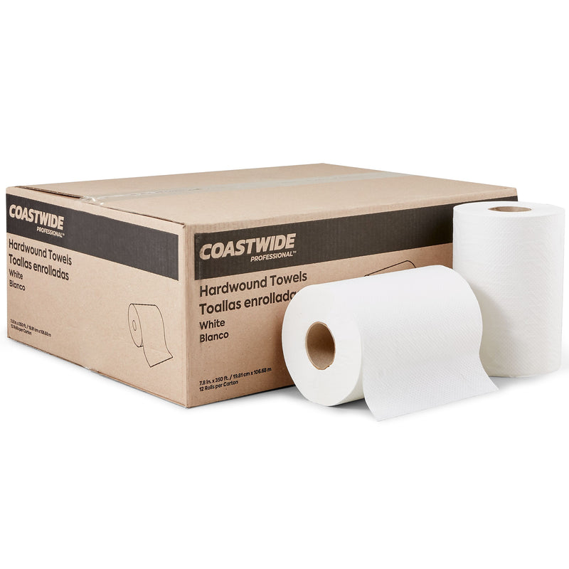 Coastwide Professional™ Hardwound Paper Towels, 1-Ply, 350 ft./Roll, 12 Rolls/Carton (CW21813)