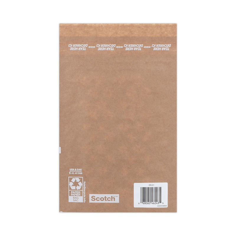 Scotch Curbside Recyclable Padded Mailer, #0, Bubble Cushion, Self-Adhesive Closure, 7 x 11.25, Natural Kraft, 100/Carton