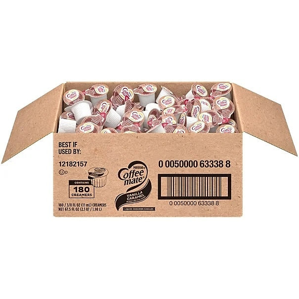 Coffee mate Vanilla Caramel Liquid Creamer, 0.38 fl. oz., 180/Carton (12182157)