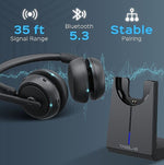 Treblab C7-Pro Noise Canceling Bluetooth Stereo Computer Headset, Black