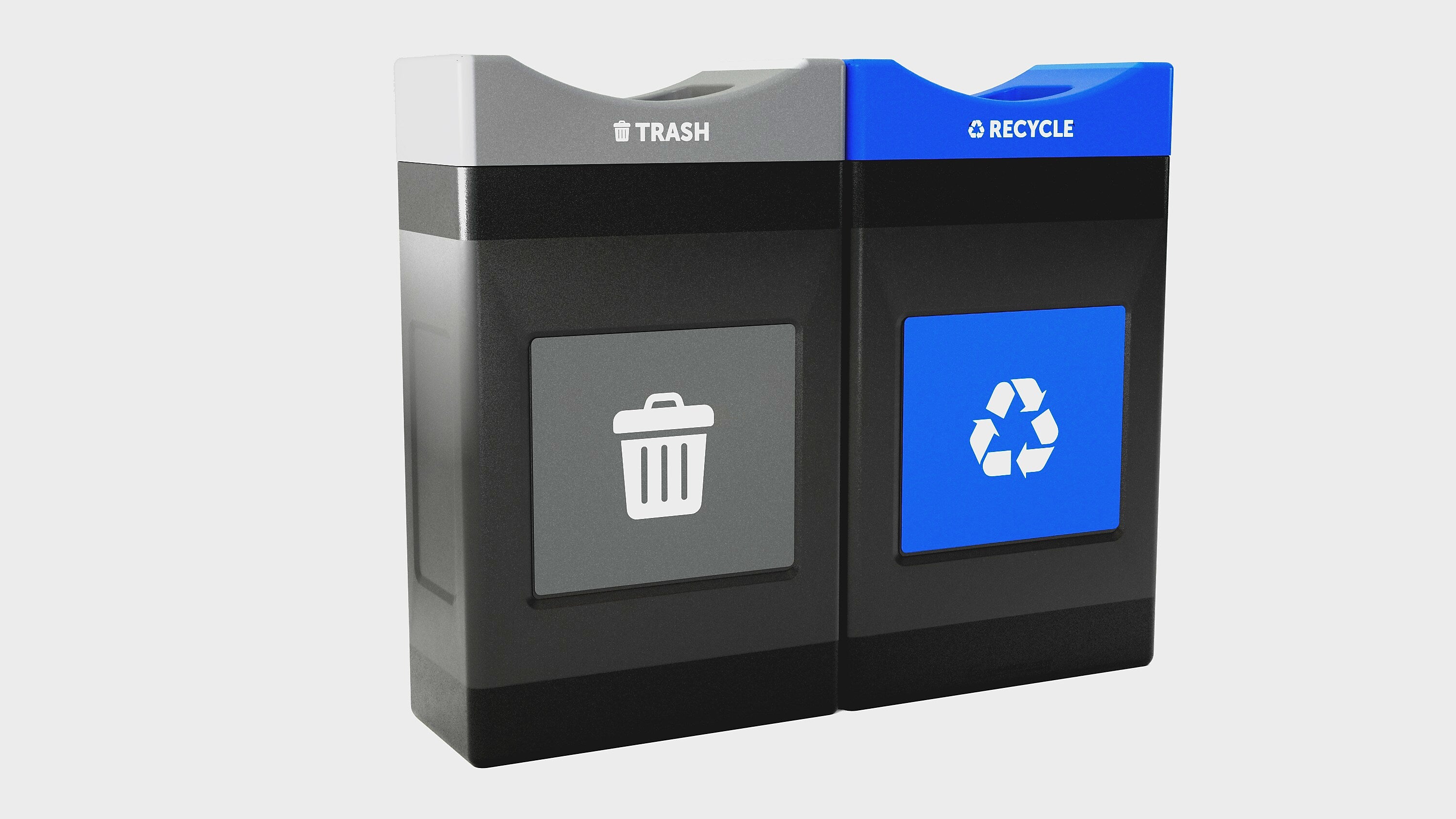 Commercial Zone Avante Series Polyethylene Dual-Stream Trash and Recycling Center, 60 Gallon, Black (787207MSA)
