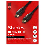 Staples TECH 4 ft. HDMI to HDMI Audio/Video Cable, Male to Male, Black, 2/Pack (ST62478)