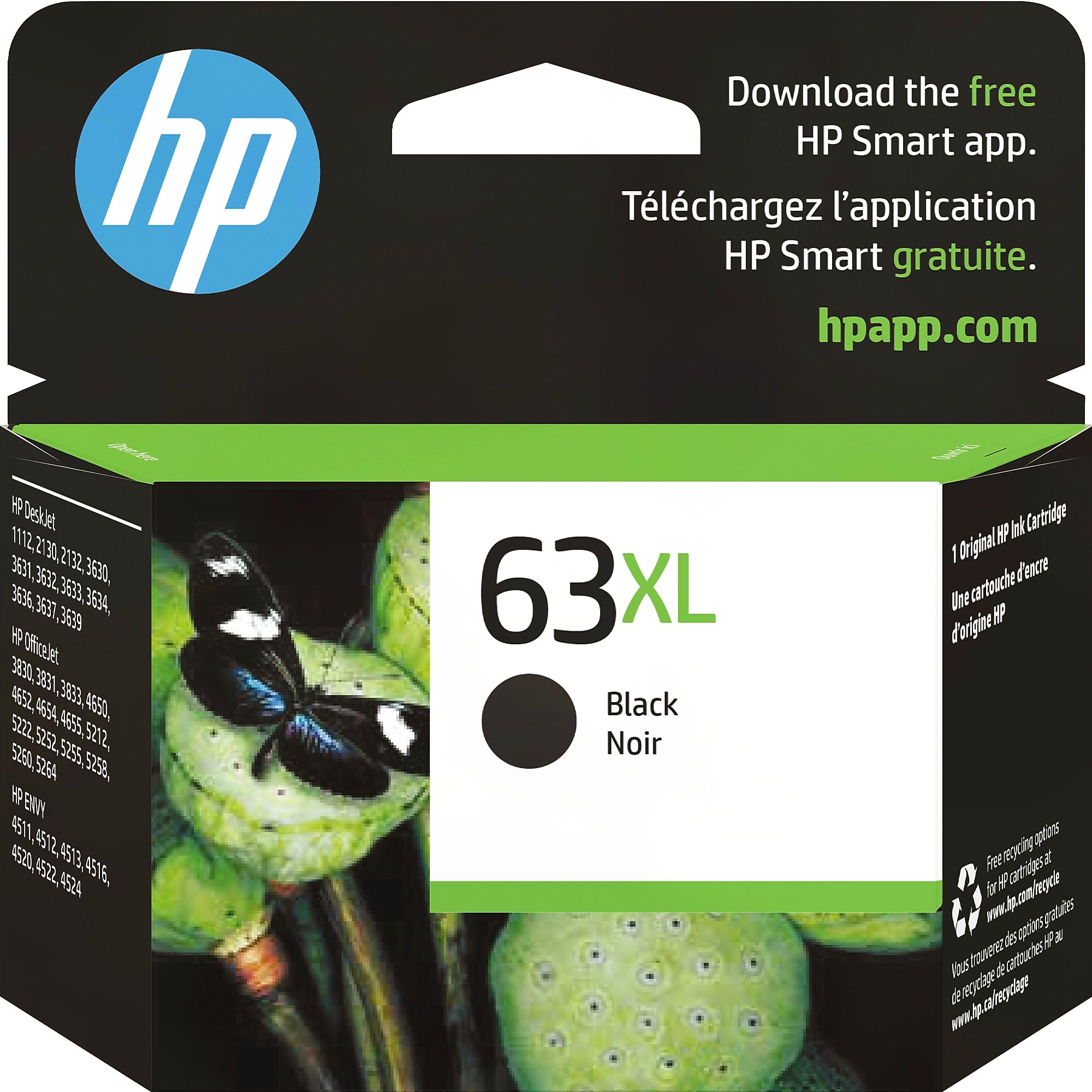 HP 63XL Black High Yield Ink Cartridge, Prints Up to 430 Pages (F6U64AN#140)