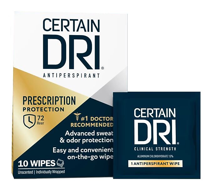 Certain Dri Antiperspirant Wipes, Unscented, 24/Carton (ZSDASTP213)
