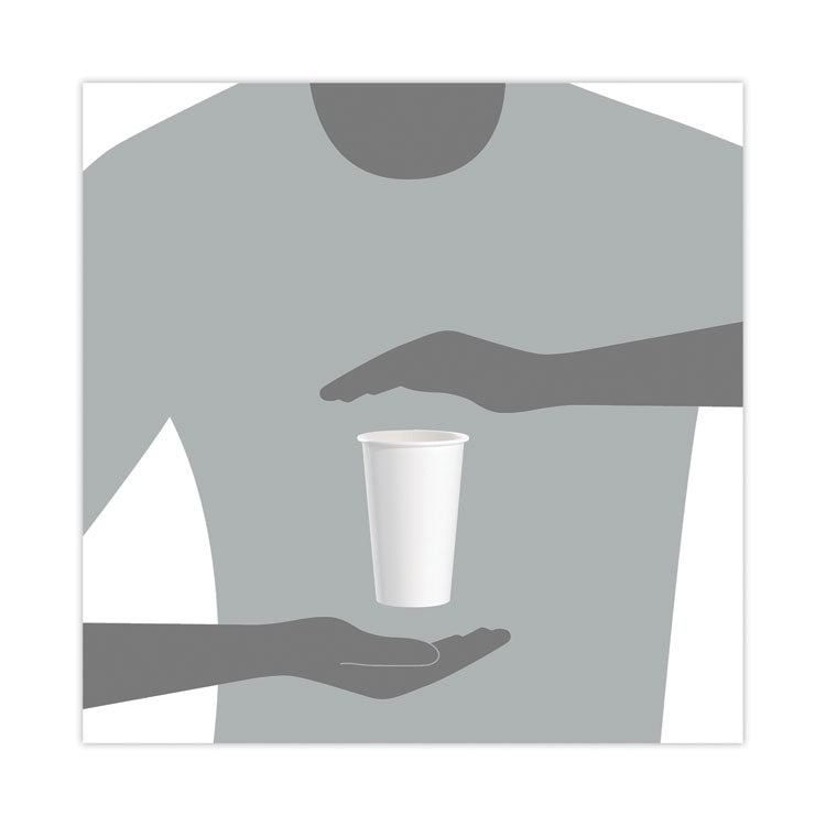 Single-Sided Poly Paper Hot Cups, 16 oz, White, 50/Sleeve, 20 Sleeves/Carton