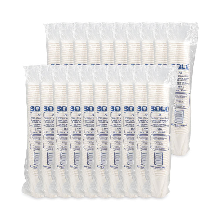 Single-Sided Poly Paper Hot Cups, 10 oz, White, 50/Sleeve, 20 Sleeves/Carton