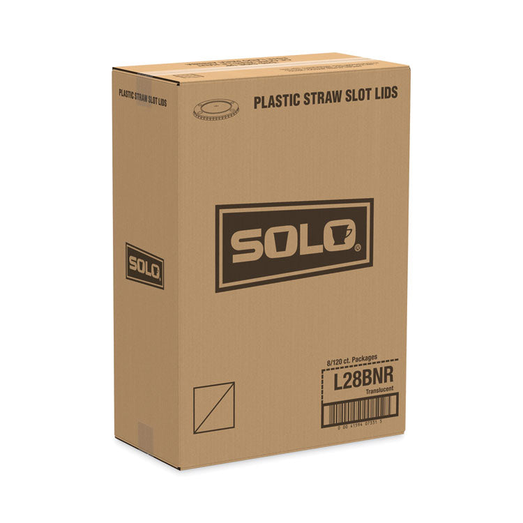 Polystyrene Plastic Flat Straw-Slot Cold Cup Lids, Fits 28 oz Cold Cups, Translucent, 960/Carton