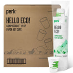 Perk™ Eco Compostable Paper Hot Cup, 12 Oz., White/Green, 500/Carton (PK56222CT)