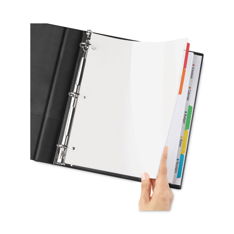 Clear Easy View Plastic Dividers With Multicolored Tabs And Sheet Protector, 5-Tab, 11 X 8.5, Clear, 1 Set