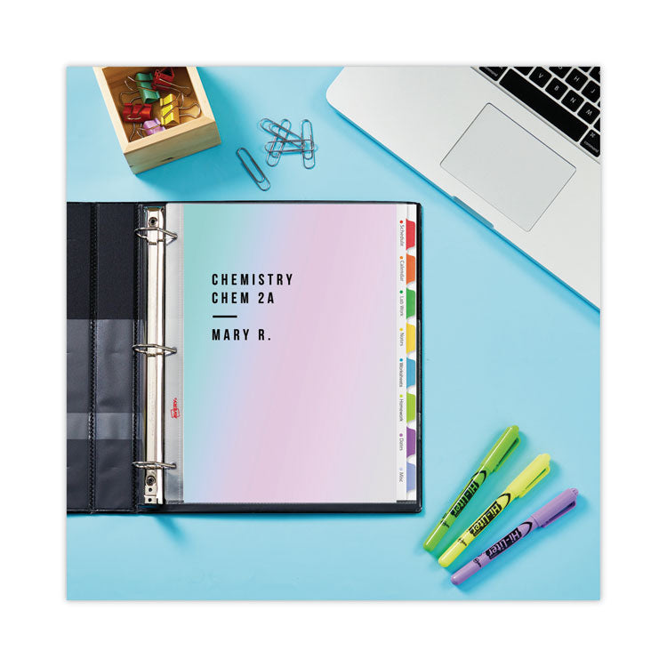 Clear Easy View Plastic Dividers With Multicolored Tabs And Sheet Protector, 8-Tab, 11 X 8.5, Clear, 1 Set