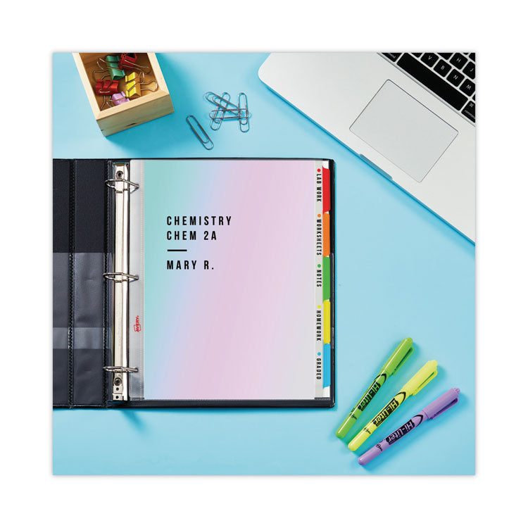 Clear Easy View Plastic Dividers With Multicolored Tabs And Sheet Protector, 5-Tab, 11 X 8.5, Clear, 1 Set