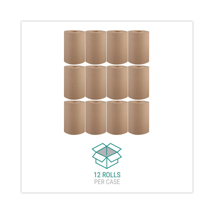Hardwound Roll Towels, 1-Ply, 8" x 350 ft, Natural, 12 Rolls/Carton