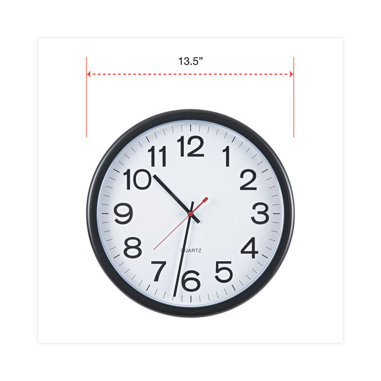 Indoor/outdoor Round Wall Clock, 13.5" Overall Diameter, Black Case, 1 Aa (sold Separately)