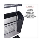 Mesh Three-Pack Wall Files, 3 Sections, Letter Size, 14.13" x 3.38" x 8.5", Black