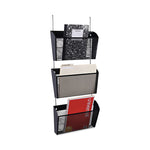 Mesh Three-Pack Wall Files, 3 Sections, Letter Size, 14.13" x 3.38" x 8.5", Black