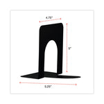 Economy Bookends, Standard, 4.75 x 5.25 x 5, Heavy Gauge Steel, Black, 1 Pair