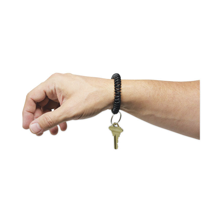 Wrist Coil Plus Key Ring, Plastic, Assorted Colors, 6/pack